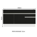 Ver imagem 4 de Balcão Gabinete de Pia Armário de Cozinha 150 cm 2 Gavetas 2 Portas (Sem Tampo e Pia) Branco/Preto Glamy Madesa