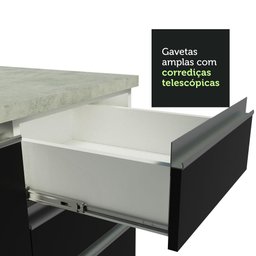 Balcão Gabinete de Pia Armário de Cozinha 150 cm 2 Gavetas 2 Portas (Sem Tampo e Pia) Branco/Preto Glamy Madesa - 9 Balcão Gabinete de Pia Armário de Cozinha 150 cm 2 Gavetas 2 Portas (Sem Tampo e Pia) Branco/Preto Glamy Madesa - 9