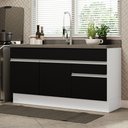 Ver imagem 1 de Balcão Gabinete de Pia Armário de Cozinha 150 cm 2 Gavetas 2 Portas (Sem Tampo e Pia) Branco/Preto Glamy Madesa