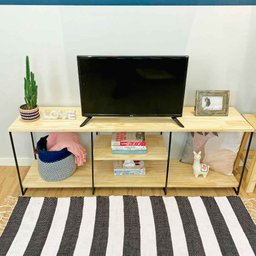 Rack de Tv Industrial de Ferro 1,50m Natural e Preto - 3