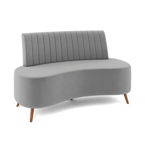 Sofá 2 Lugares Living 160cm Pé Palito Maraú Veludo K01 - D'Rossi Cor Cinza
