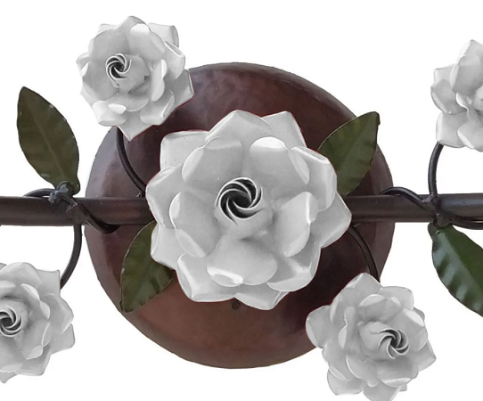 Arandela Decorativa Floral Rustico Para Ambiente Interno Libertas Rosas Artesanato Branco - 11