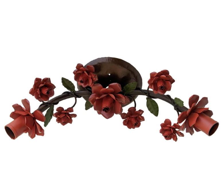 Arandela Decorativa Floral Rustico Para Ambiente Interno Libertas Rosas Artesanato Branco - 1