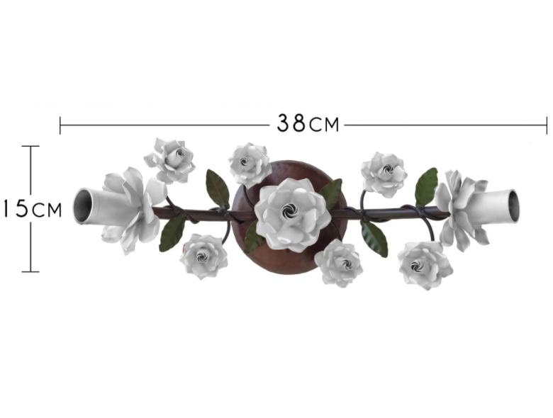 Arandela Decorativa Floral Rustico Para Ambiente Interno Libertas Rosas Artesanato Branco - 8