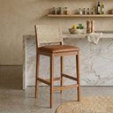 Ver imagem 4 de Banqueta Alta com Encosto Buriti Madeira Maciça Tauari Corino Kaki Natuem