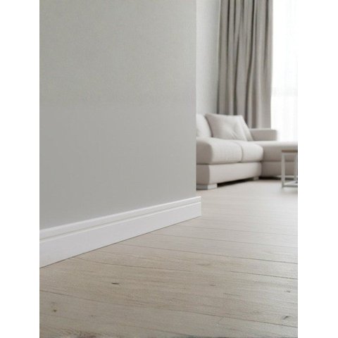 Rodapé 7cm Frisado Poliestireno Slim 10mm 2,40 Metro Linear Branco Graddus