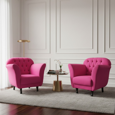 Kit 2 Poltronas Decorativa Dália Veludo Rosa Pink