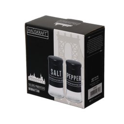 Conjunto Saleiro e Pimenteiro Vidro Preto com Nome Salt Pepper Cozinha Restaurante de Mesa - 5