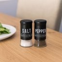 Ver imagem 2 de Conjunto Saleiro e Pimenteiro Vidro Preto com Nome Salt Pepper Cozinha Restaurante de Mesa
