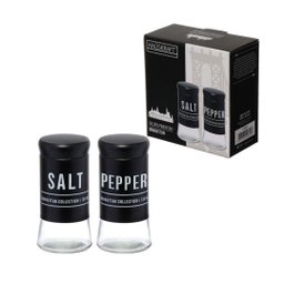 Conjunto Saleiro e Pimenteiro Vidro Preto com Nome Salt Pepper Cozinha Restaurante de Mesa - 3