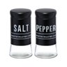 Conjunto Saleiro e Pimenteiro Vidro Preto com Nome Salt Pepper Cozinha Restaurante de Mesa - 1