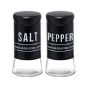 Ver imagem 1 de Conjunto Saleiro e Pimenteiro Vidro Preto com Nome Salt Pepper Cozinha Restaurante de Mesa