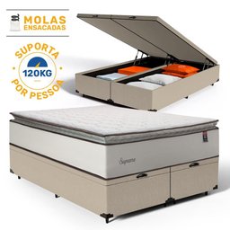 Cama Box Baú com Colchão de Molas Ensacadas Pillow Top Supreme Lux Queen 158cm - 5
