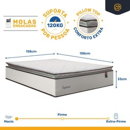 Cama Box Baú com Colchão de Molas Ensacadas Pillow Top Supreme Lux Queen 158cm - 3