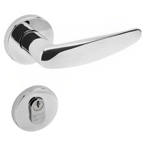 Conjunto de Fechadura 515p em Zamac Externa St2-55 Roseta 327 de Inox Cromado Acetinado - 28303028-3