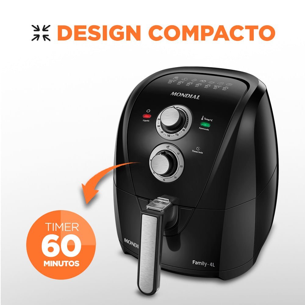 Fritadeira Elétrica Air Fryer Mondial Afn-40-le 4l Preta - 127v - 8