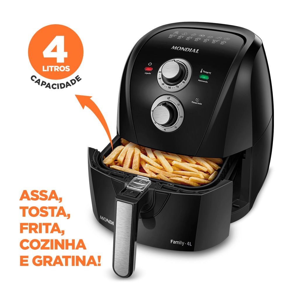 Fritadeira Elétrica Air Fryer Mondial Afn-40-le 4l Preta - 127v - 4