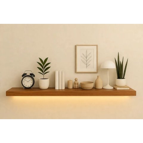 Prateleira MDF 30mm LED 150x20 Suporte Invisivel Italian Noce 3000k 110V