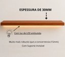 Ver imagem 3 de Prateleira MDF 30mm LED 150x20 Suporte Invisivel Italian Noce 3000k 110V