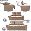 Ver imagem 2 de Conjunto de Sofá 3 e 2 Lugares Retrátil e Reclinável 2.00x1.50m Cama Inbox Smal Suede Bege