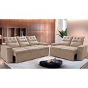 Ver imagem 1 de Conjunto de Sofá 3 e 2 Lugares Retrátil e Reclinável 2.00x1.50m Cama Inbox Smal Suede Bege