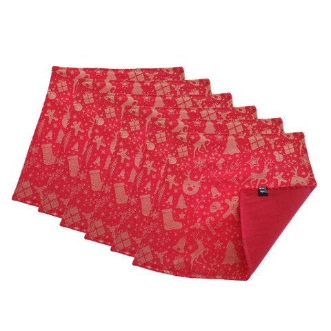 Jogo Americano Luxo Natalino Decoração Natal Dupla Face 6 UN