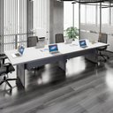 Ver imagem 2 de Mesa de Reunião 360cm Corporativa 6 Pessoas com Caixa de Tomadas Corporate Cinza