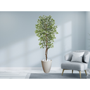 Ver imagem 2 de Planta Artificial Ficus Verde Creme 2,10m kit + Vaso Redondo Cinza 40cm