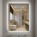 Ver imagem 1 de Kit Espelho Decorativo Banheiro 40x50cm Iluminado Touch Led 6000k + Prateleira em Vidro