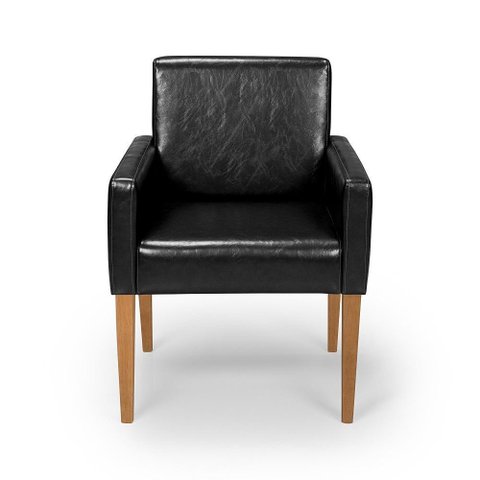 Cadeira Poltrona Capri Decorativa Couríssimo Sala de Estar Escritório Recepção Império Preto