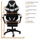Ver imagem 2 de Cadeira Gamer Stillus Ergonômica com Apoio para Os Pés - Preto e Branco
