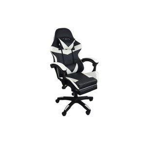 Cadeira Gamer Stillus Ergonômica com Apoio para Os Pés - Preto e Branco