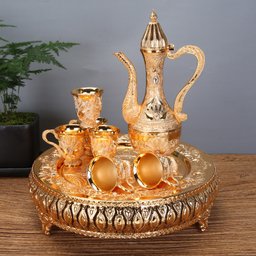 Conjunto Europeu de Vidro de Vinho Dourado e Prateado, Jarro Doméstico Criativo, Jarro de Metal High - 1