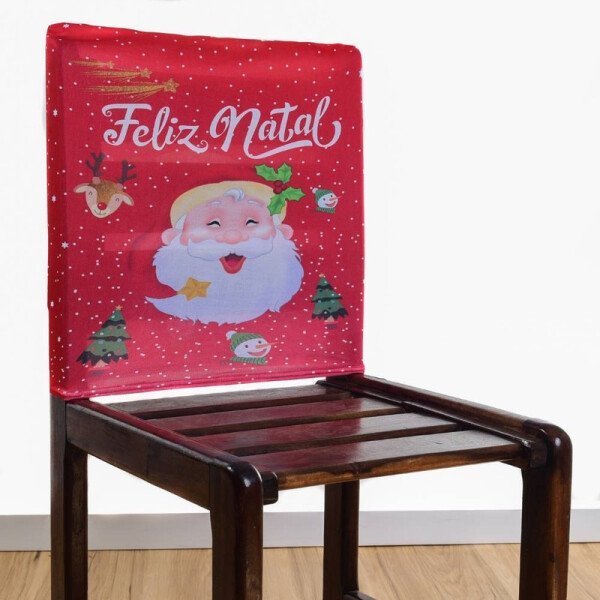 Kit 8 Presente Natal Capa Encosto Cadeira Noel Vermelho Luxo - 1