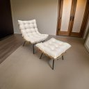 Ver imagem 7 de Poltrona Costela G2home + Puff Linho Bege Lâmina Madeira