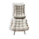 Ver mais imagens de Poltrona Costela G2home + Puff Linho Bege Lâmina Madeira