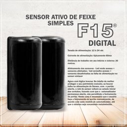 Sensor Barreira Ativo Infravermelho Simples F15 Digital Ipec - 5