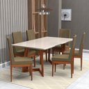 Ver imagem 1 de Conjunto Sala De Jantar 6 Lugares Com Mesa E Cadeira Em Veludo 160X90Cm A104 