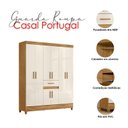 Ver imagem 3 de Guarda Roupa Casal Portugal e Cômoda Vênus com Pés Freijó Off White – Moval