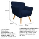 Ver imagem 3 de Kit Diva Recamier Vanessa 160cm Lado Esquerdo e 01 Poltrona Laura Suede Adj Decor Azul Marinho