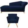 Kit Diva Recamier Vanessa 160cm Lado Esquerdo e 01 Poltrona Laura Suede Adj Decor Azul Marinho - 1