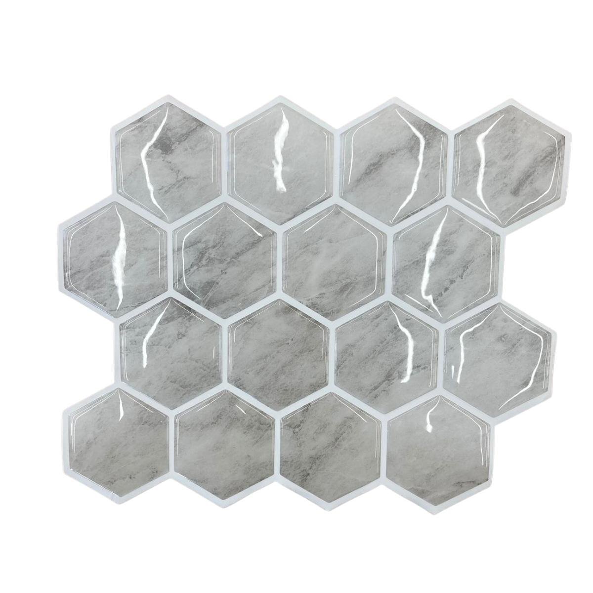 Pastilha Adesiva Hexagonal Carrara Lavável Banheiro Cozinha Sala - 1