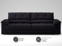 Ver imagem 3 de Sofá com Carregador Usb e Molas no Assento Retrátil Reclinável Mimo 2,00m Velosuede Preto - Netsofas
