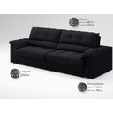 Ver imagem 2 de Sofá com Carregador Usb e Molas no Assento Retrátil Reclinável Mimo 2,00m Velosuede Preto - Netsofas