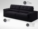Ver imagem 2 de Sofá com Carregador Usb e Molas no Assento Retrátil Reclinável Mimo 2,00m Velosuede Preto - Netsofas