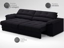 Ver imagem 4 de Sofá com Carregador Usb e Molas no Assento Retrátil Reclinável Mimo 2,00m Velosuede Preto - Netsofas