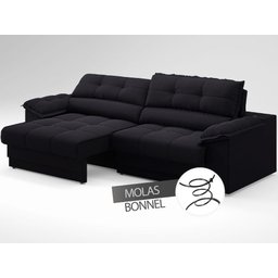 Sofá com Carregador Usb e Molas no Assento Retrátil Reclinável Mimo 2,00m Velosuede Preto - Netsofas - 5