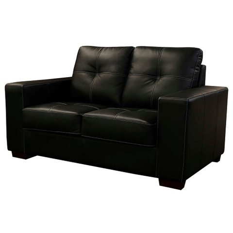 Sofá de Couro 2 Lugares Londres 151cm M06 Cor Preto 450 - Amarena Móveis