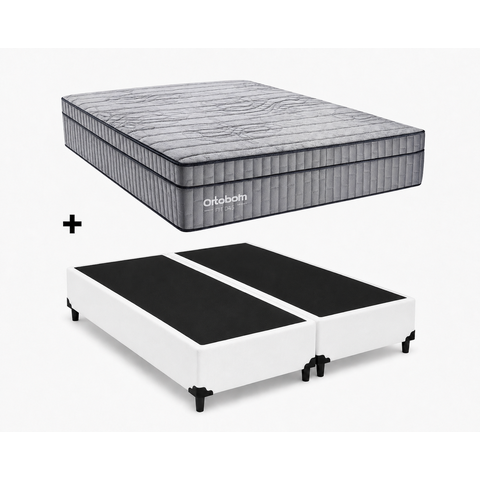 Cama Base King Branco Colchão King Exclusive Sleep Molas Ensacadas 193x203 - Ortobom