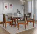 Ver imagem 1 de Conjunto Sala de Jantar 6 Lugares 160x90cm A102 Marrom/Caramelo/Avela